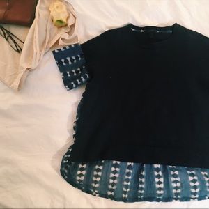 J. Crew navy wool crop top with patterned back